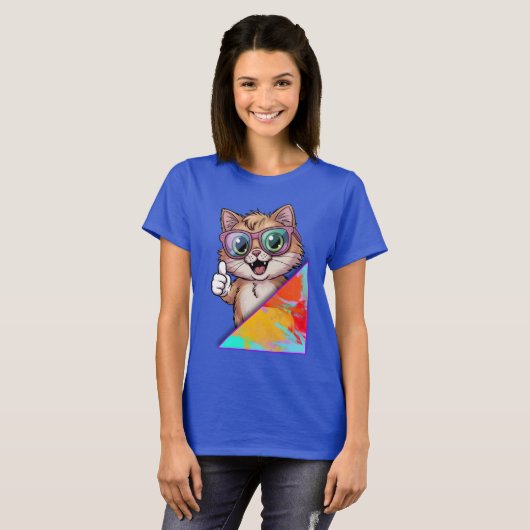 Cool Cat met zonnebril – Retro Fun Vibes T-shirt (Voorkant volledig)