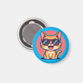 Cool Cat met zonnebril – Schattige Funny Kat Desig Magneet (Voorkant / Achterkant)