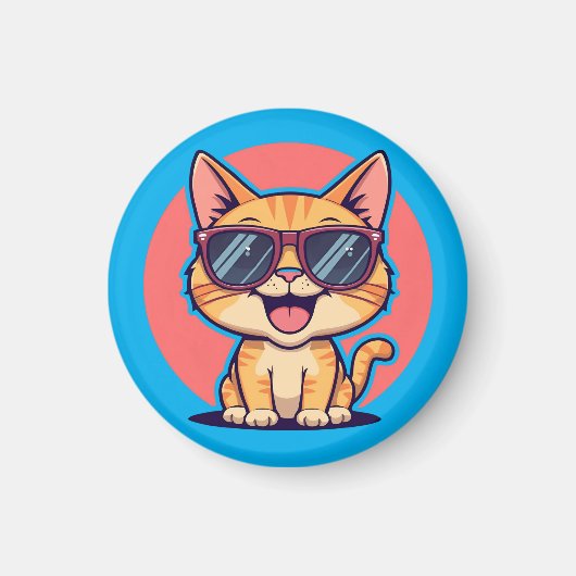 Cool Cat met zonnebril – Schattige Funny Kat Desig Magneet (Voorkant)