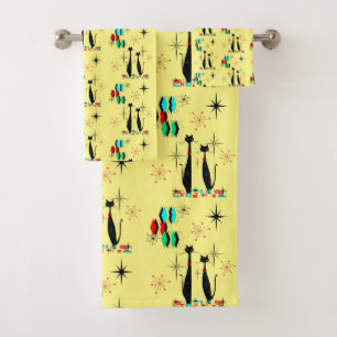 Cool Cat Mid Century Modern Atomic Era Bad Handdoek