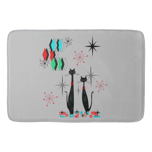 Cool Cat Mid Century Modern Atomic Era Bath Mat (Voorkant)