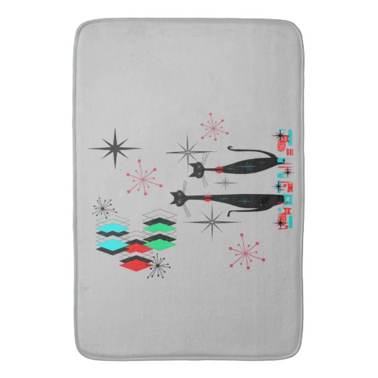 Cool Cat Mid Century Modern Atomic Era Bath Mat (Voorkant Verticaal)