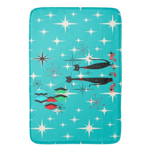 Cool Cat Mid Century Modern Atomic Era Bath Mat (Voorkant Verticaal)
