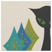 Cool Cat Mid Century Modern Retro Fabric Stof (Close Up)