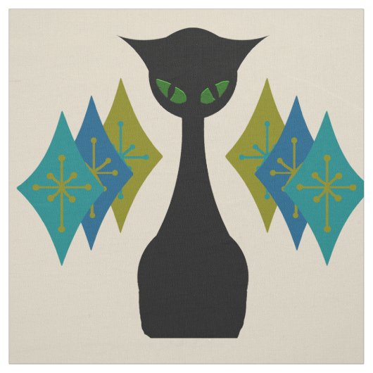 Cool Cat Mid Century Modern Retro Fabric Stof (Swatch)