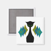 Cool Cat Mid Century Moderne Retro Koelkast Magneet (Voorkant / Achterkant)
