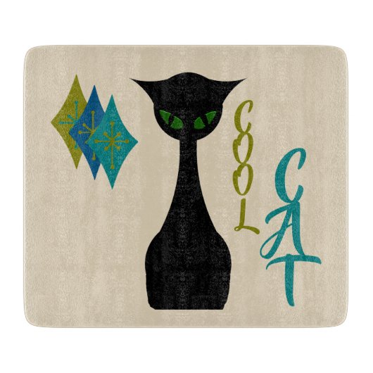 Cool Cat Mid Century Retro Snijplank (Voorkant)