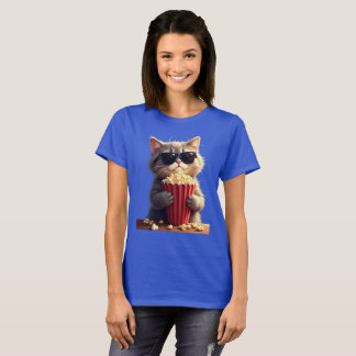 Cool Cat Movie | Funny Feline Popcorn Lover T-shirt