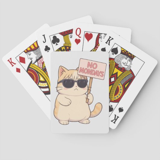 Cool Cat No Mondays Aesthetic Meme Pokerkaarten (Achterkant)