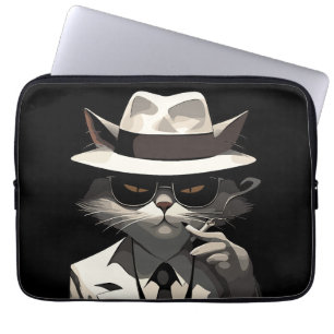 Cool Cat Noir: Elegante en mysterieuze kat Laptop Sleeve