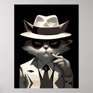 Cool Cat Noir: Elegante en mysterieuze kat Poster