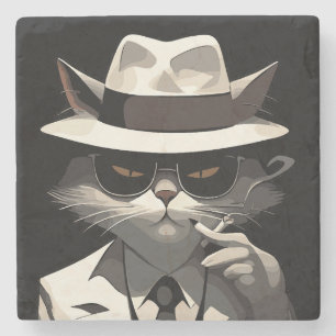 Cool Cat Noir: Soepele en mysterieuze kat Stenen Onderzetter