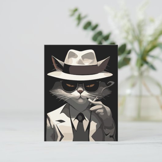 Cool Cat Noir: Suave en mysterieuze katachtige Briefkaart (Staand voorkant)