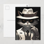 Cool Cat Noir: Suave en mysterieuze katachtige Briefkaart (Voorkant / Achterkant)