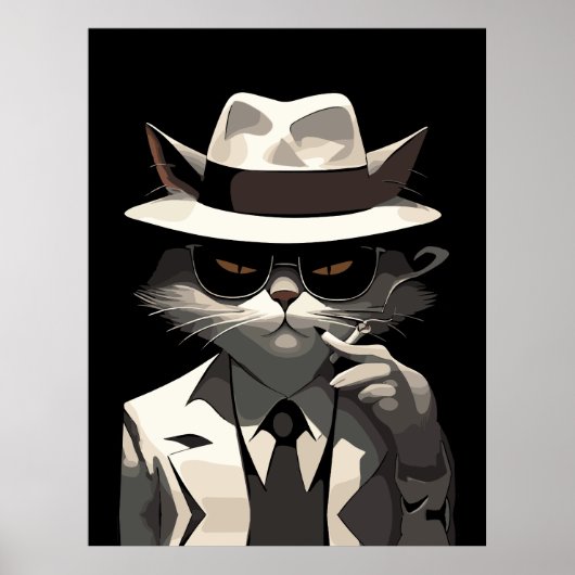 Cool Cat Noir: Suave en mysterieuze katachtige Poster (Voorkant)