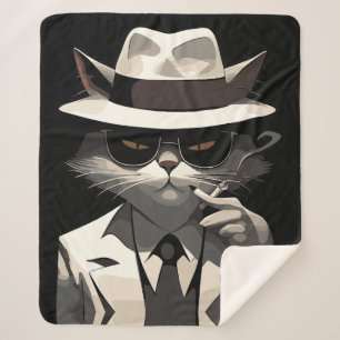 Cool Cat Noir: Suave en mysterieuze katachtige Sherpa Deken