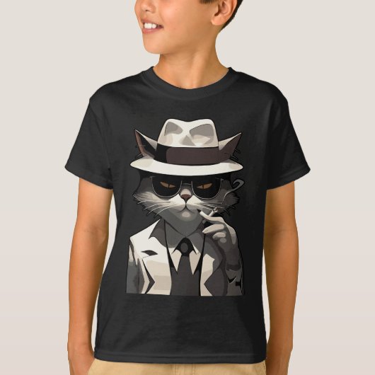 Cool Cat Noir: Suave en mysterieuze katachtige T-shirt (Voorkant)