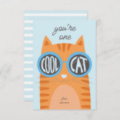 Cool Cat Oranje Valentijnsdag Kaart_blauw Kaart (Voorkant / Achterkant)