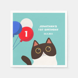 Cool Cat Party Ballon Kids Verjaardag Servet