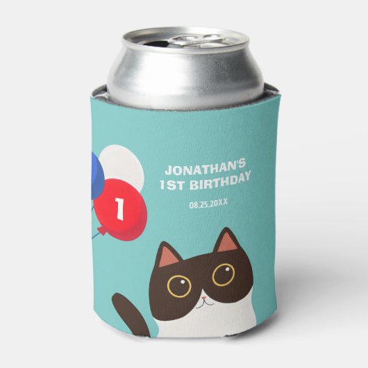 Cool Cat Party Balloon Kids Birthday Blikjeskoeler (Blikje Voorkant)