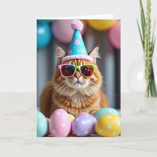 Cool Cat Party Time Card Kaart (Voorkant)