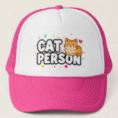 Cool Cat Person Leather Patch Trucker Snapback Hat Trucker Pet (Voorkant)