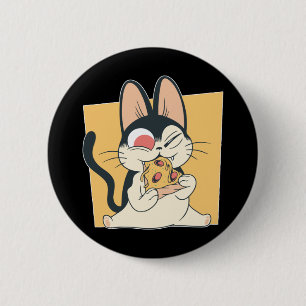 Cool Cat Pizza Liefhebber Design Ronde Button 5,7 Cm