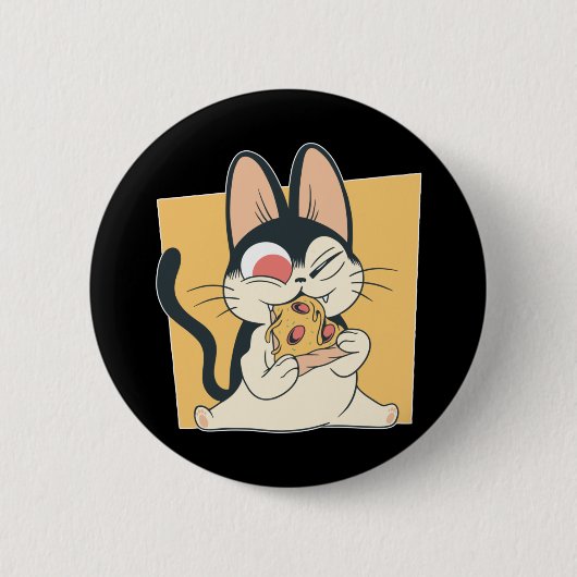 Cool Cat Pizza Liefhebber Design Ronde Button 5,7 Cm (Voorkant)