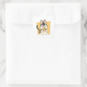 Cool Cat Pizza Liefhebber Design Vierkante Sticker (Tas)