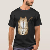 Cool Cat Playing The Clarinet Design Hippy Hipster T-shirt (Voorkant)
