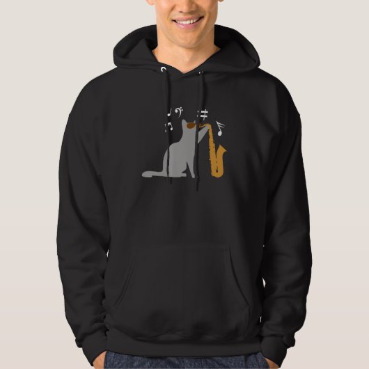 Cool cat plays a saxophone  saxophone hoodie (Voorkant)