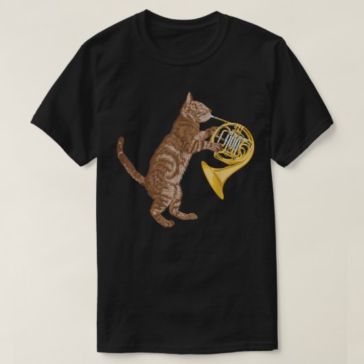 Cool Cat Plays French Horn Musician Orchestra Mu T-shirt (Design voorkant)