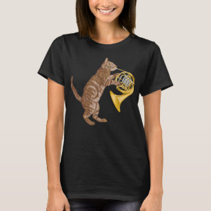 Cool Cat Plays French Horn Musician Orchestra Mu T-shirt