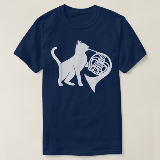 Cool Cat Plays French Horn Musician Orchestra Mu T-shirt (Design voorkant)