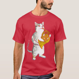 Cool Cat Plays French Horn Musician Orchestra Mu T-shirt