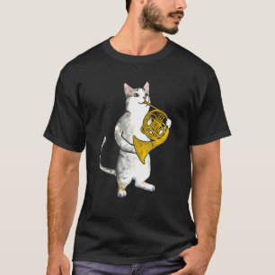 Cool Cat Plays French Horn Musician Orchestra Mu T-shirt