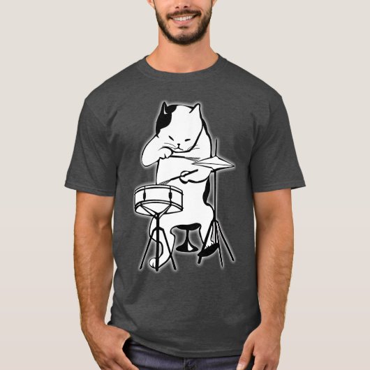 Cool Cat Plays Jazz op Drums T-shirt (Voorkant)