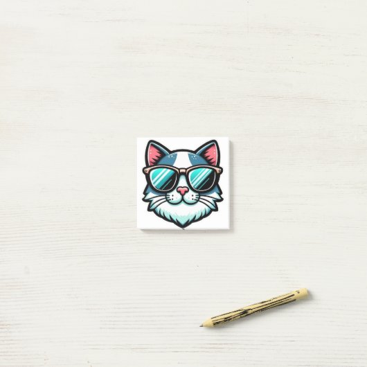 Cool Cat Post-it® Notes – Stylish Feline Memo Pads (Op bureau)