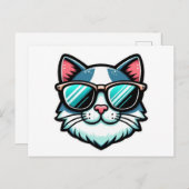 Cool Cat Postcard – Trendy Feline Pop Art Aankondigingskaart (Voorkant / Achterkant)