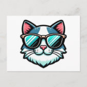 Cool Cat Postcard – Trendy Feline Pop Art Aankondigingskaart (Voorkant)