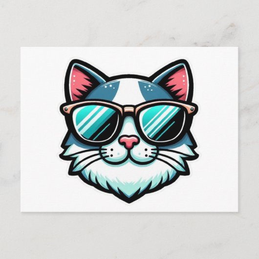 Cool Cat Postcard – Trendy Feline Pop Art Aankondigingskaart (Voorkant)