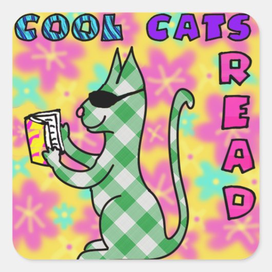 Cool Cat Reading Incentive Reward-Stickers Vierkante Sticker (Voorkant)