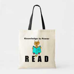 Cool Cat Reading Knowledge is kracht Tote Bag