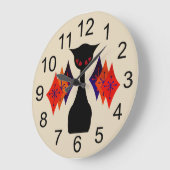 Cool Cat Red Eye Mid Century Retro Wall Clock Grote Klok (Hoek)