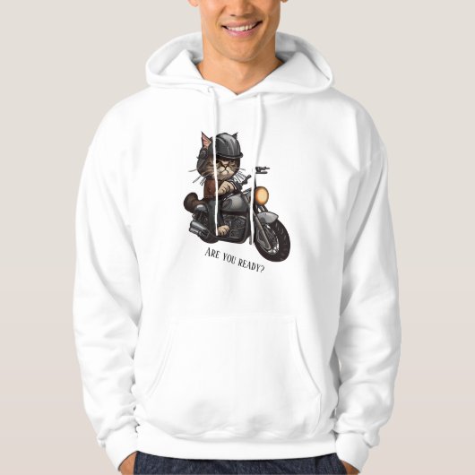 Cool Cat Riding Motorcycle Ben je klaar? Hoodie (Voorkant)