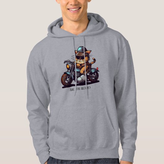 Cool Cat Riding Motorcycle Ben je klaar? Hoodie (Voorkant)
