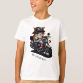 Cool Cat Riding Motorcycle Ben je klaar? T-shirt (Voorkant)