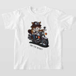 Cool Cat Riding Motorcycle Ben je klaar? T-shirt