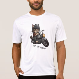 Cool Cat Riding Motorcycle Ben je klaar? T-shirt