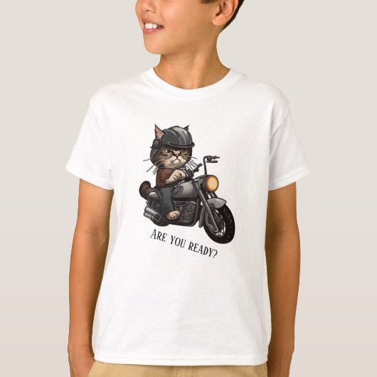 Cool Cat Riding Motorcycle Ben je klaar? T-shirt (Voorkant)